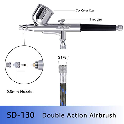 Professional Mini Airbrush Kit with Portable Compressor - Perfect for Painting, Hobby, Craft, Model - Dual-Action Gravity Feed Air Brush Gun with Airbrush Cleaning Kit