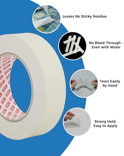 SWRT Masking Tape 2 Inch x 55 Yards, Masking Tape Bulk 10 Rolls (550 Yards Total), White Masking Tape for Painting, Fuse & Perler Beads Art Craft, Clean Removal - size: 2 Inch x 55 Yards x 10 Rolls