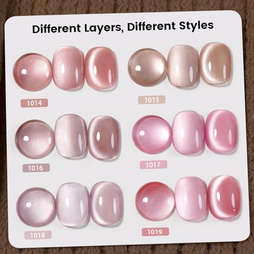 RARJSM Nude Glitter Cat Eye Gel Nail Polish Set 6Pcs Ceramics Pink Light Purple Brown Velvet Shimmer Smoothie Cateye Gel Polish with Magnetic Stick UV LED Curing Require Home Salon Nail Design - color: Nude Ceramic Cat Eye Set
