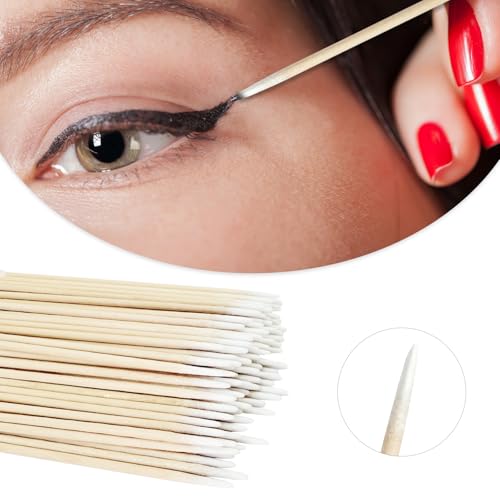 Egaageoi 200 Count 4 Inch Pointed Cotton Swabs for Nail with Wood Sticks - color: 200pcs