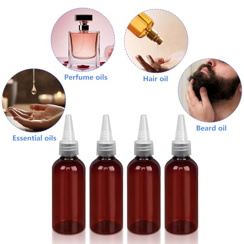 DTDNZKN 4 Pack 1 Oz (30ml) Amber Plastic Essential Oil Bottles