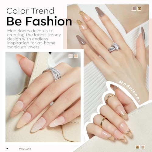 modelones Nude Gel Nail Polish Set, 6 Colors Glitter Neutral Pink Gold - color: A Neutral Chic