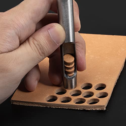 WUTA 5Pcs Hollow Punch Leather Hole Cutter 6mm-15mm Round Punch Tool Set, Leathercraft Working Kit for Watch Band, Fabric, Plastics, Gasket Belt (6+8+10+12mm+15mm) - size: 6+8+10+12+15mm