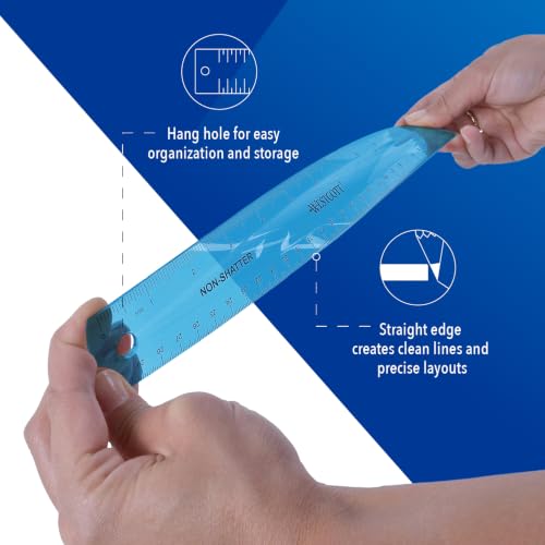 Westcott Shatterproof Ruler, 12-Inch, Blue, 16010 - color: Blue