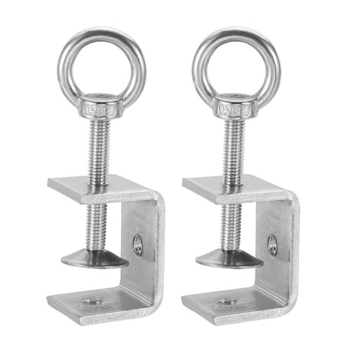 HARFINGTON 2Pcs 304 Stainless Steel C Clamps 40mm w Eye Hook Screw Silver - size: 40mm
