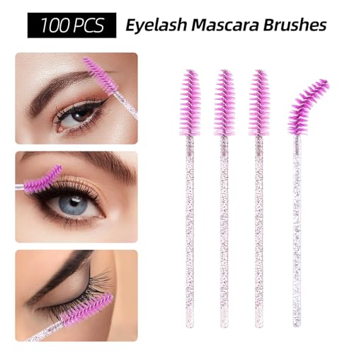 300 Pcs Spoolies Mascara Wands Lip Brushes Micro Swabs Applicator, Disposable Eyelash Brushes Lipstick Tester Makeup Applicator Tool Purple - color: Crystal Purple