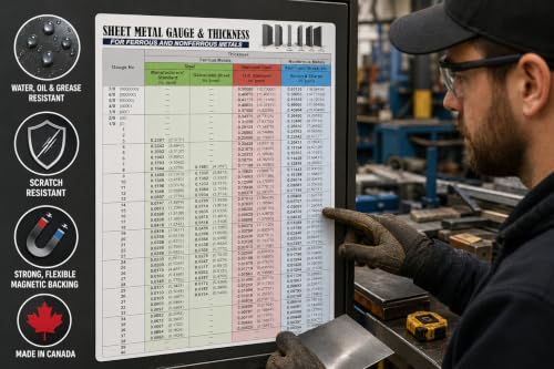 6"x9" Sheet Metal Gauge & Thickness Magnet - Steel, Stainless, Aluminum - size: 9"L x 6"W