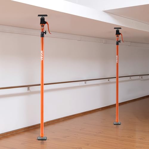 VEVOR Cabinet Jack Support Pole, 2-Pack, 49.2-114.6 Inch Steel Telescopic Quick Support Rod, Adjustable 3rd Hand System up to 198 lbs Capacity for Installing Cabinets, Lifting Drywall, Cargo Bars - style: 49.2"-114.6" 2PC