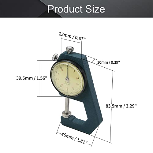 Utoolmart Dial Thickness Gauge, Flat Head Thickness, 0-20mm Tester Dial Measuring Tool for Paper Leather Cloth Paper, Film, Wire 1 Pcs - size: 0-20mm--AL1105