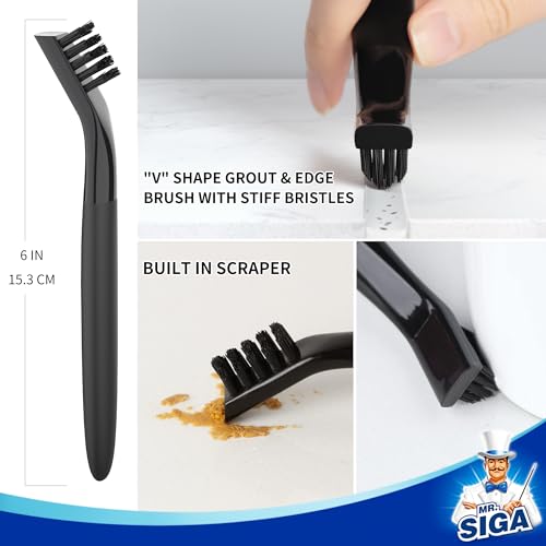 MR.SIGA Grout Cleaner Brush Set, Detail Cleaning Brush Set for Tiles, Sinks, Drains, Grout Brush for Edge, Crevice Cleaning (Pack of 2) - size: 6.2 x 0.7 x 0.8 inch (Pack of 2)