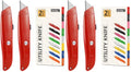 DIYSELF 2Pack Utility Knife Box Cutter Retractable Razor Blade Heavy Duty Box Cutters Knife PVC Pipe Cutter (Red) - color: Red, size: 4 Pack