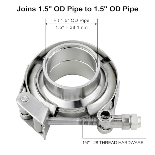 ROADFORMER 1.5" V Band Clamp with Flanges, Quick Release, 2 Pack - size: 1.5 inch