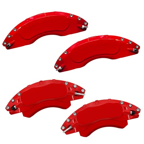 Red Aluminum Brake Caliper Covers for 2017-2021Tesla Model S Long Range&Long Range Plus & Model X 2016-2021, Set of 4, Easy Install, Protective Styling - color: Red blank