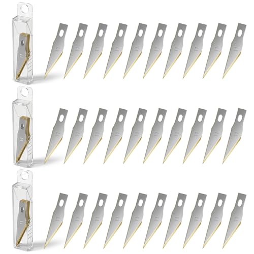 #11 Titanium Coated Knife Blades 30 Pcs Utility Art Blades Refill for Carving, Cutting, Model Making, Scrapbooking