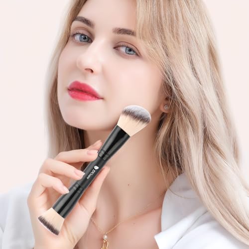 DUcare Foundation Brush Contour Bronzer Makeup Brush Double Ended Sculpting Brush for Blending Liquid Powder Concealer Cream Cosmetics Blush Buffe Black - color: B01
