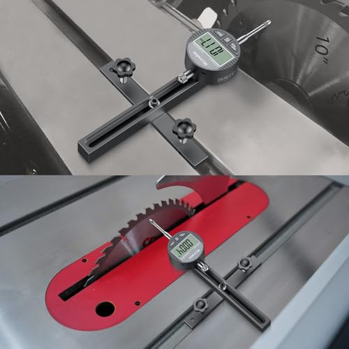 Table Saw Alignment Gauge,Digital Dial Indicator,3/4in Miter Slot - color: Black, size: 0~1 inch straight through