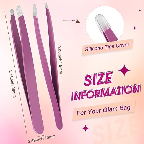 Mudder 12 Pcs Eyebrow Tweezers Set for Facial Hair in Bulk - color: Purple