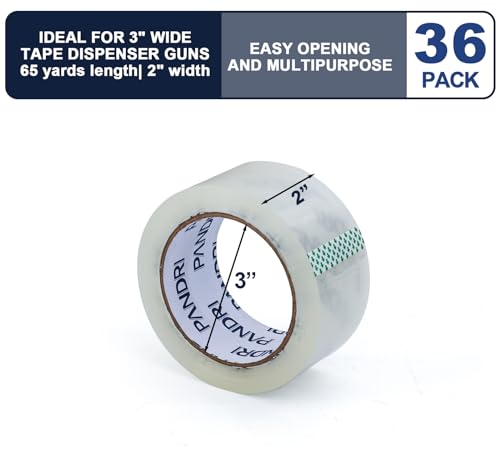 PANDRI 36 Pack Heavy Duty Packing Tape, 2" x 65yd Per Roll, Total 2340yd - size: 2 Inch 36 Rolls
