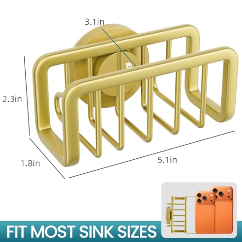 TAILI Gold Sponge Holder for Kitchen Sink with Strong Suction Cup - color: Gold, size: 5.1" x 2.3"
