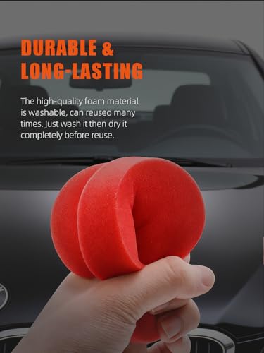 SPTA Tire Shine Applicator, 6Pcs Foam Applicator Pads, Round Shape Side Pressing Hand Polishing Sponge Pads Kit Tire Shine Applicator Pad Tire Dressing Applicator Pad for Applying Tire Shine - color: 6pcs Foam Applicator Pads