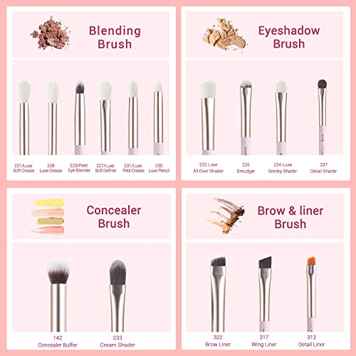 Jessup Eyeshadow Brushes Set for Blending, Eyeliner, Eyebrow 15pcs T294 - color: B-Blushing Bride