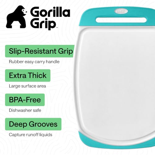 GORILLA GRIP Cutting Board Set of 3, Slip Resistant and Nonporous Turquoise - color: Turquoise/White