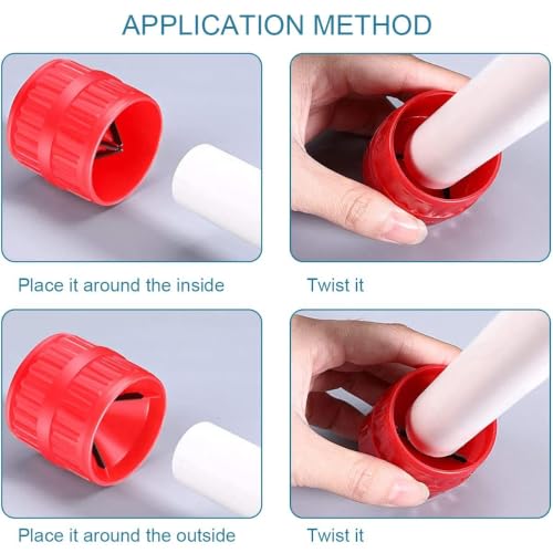 Pipe & Tube Deburring Reamer, Inner-Outer Chamfer Tool, Red