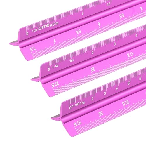 YOKIVE Metric Engineer Scale Ruler, (13 Inch, Rose Red) - color: Rose Red