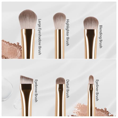 Eye Makeup Brush Set 6Pcs, Blending Eyeshadow Brushes for Beginners, Black - color: Black-6