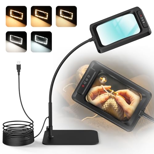 MoKo 10X Magnifying Glass with Light and Stand, Extra Large Lens