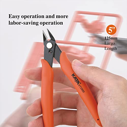 KATA 2Pack Wire Cutters Set, 1PC 5 Inch Micro Flush Cutter and 1PC 6 Inch Side Cutter Plier for Electronics, Crafting, Floral, Jewelry Making Cutting