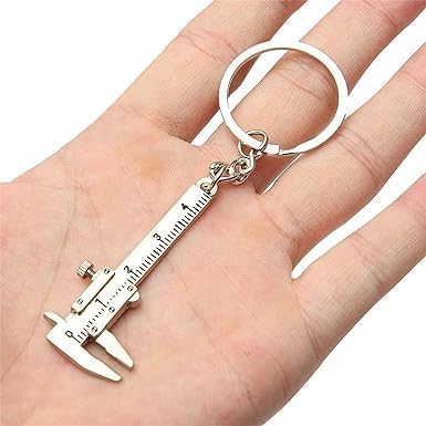 Mini Vernier Caliper Keychain, Car Keychain,Vernier Caliper Ruler Sliding Key Holder Rings Keychain Tools Cool Keychain Gift Ideas for Men Women 3D Movable Precision Measurement Tool