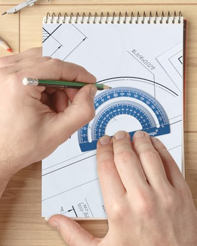 Honagu Triangular Ruler Set, 4 Pieces Aluminum Alloy Ruler, Metal Drafting Ruler, Geometric Protractor for Students, Draftsmen, Engineers, Home School Office Supplies (20cm/7.87inches, Blue) - color: Blue, size: 20cm