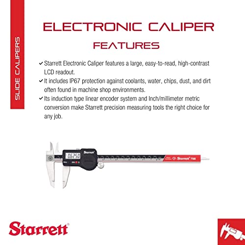 Starrett Stainless Steel IP67 Electronic Slide Caliper, 0-8" Range - size: 0-8"