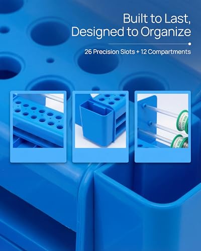 Multifunctional Repair Tool Organizer - ABS Storage Rack with DrawerScrewdriver Slots & Side Compartments for Electronics, RC Hobby & Workbench Organization-Blue