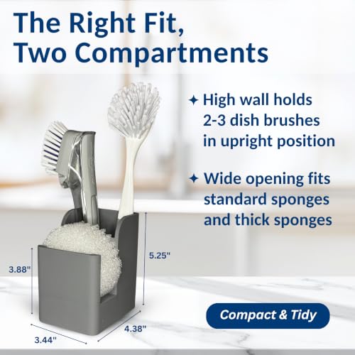 Spacewiser Silicone Sink Caddy – Sponge Dish Brush Holder for Kitchen Sink - color: Modern Gray