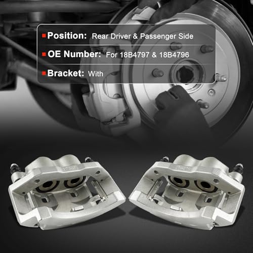 cciyu Rear Left & Right Disc Brake Calipers With Bracket 18B4797 18B4796 - size: Rear[18B4797+18B4796]