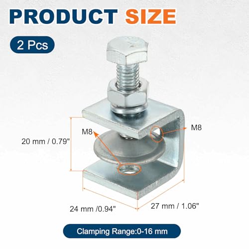 HARFINGTON 2 Pcs Carbon Steel C Clamps 20mm Square Tiger Clamp Adjustable - size: 20mm