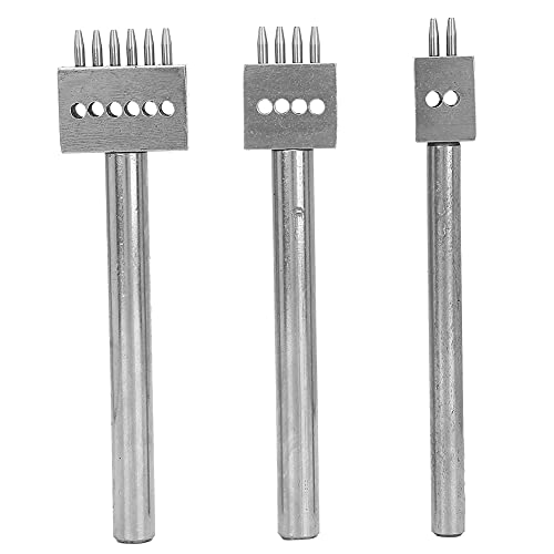 Punch Tool, Hole Punching Set, 3 Steel Punch with Incisive Edge for Leather Carving, Spacing Punch Tool with 4mm, 5mm, 6mm, 8mm Model(4mm)