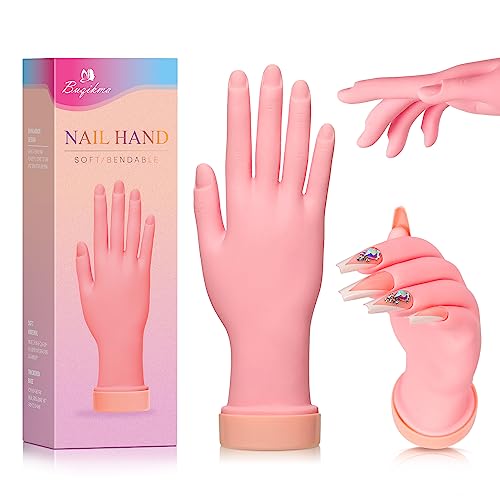 Buqikma Flexible Practice Nail Fake Silicone Hand Model for Acrylic Nails