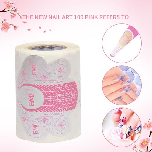 100Pcs Butterfly Form Self-Adhesive Nail Art Paper Tray for Acrylic UV Gel Manicure Tool Decor