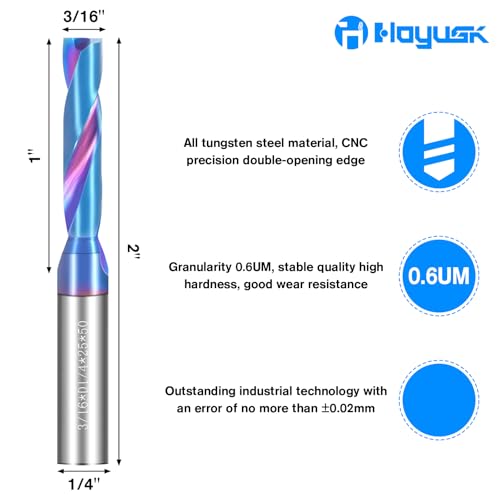 3/16" Solid Carbide Drill Bits, 2Pcs Carbide Drill Bit Set with Blue Nano Coating, Metal Drill Bit Set for Hardened Steel Cast Iron Alloy Copper, High Precision CNC Drilling Tool Preferred Choice - size: 3/16 in