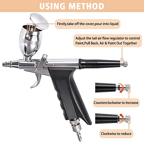 Airbrush Trigger Gun with 0.5 mm Needles 2CC/5CC/13CC Cup - color: 166AK 0.5mm airbrush kit