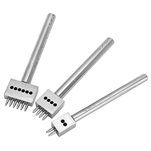 Punch Tool, Hole Punching Set, 3 Steel Punch with Incisive Edge for Leather Carving, Spacing Punch Tool with 4mm, 5mm, 6mm, 8mm Model(4mm)