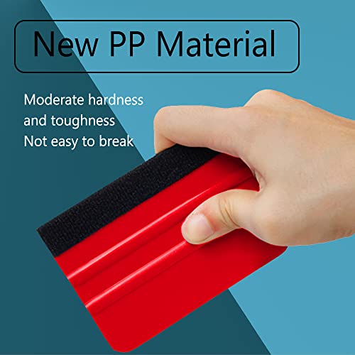 10PCS Vinyl Squeegee, Felt Edge Decal Scraper for Car Wrap Window - color: Red