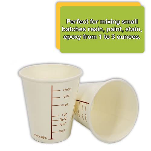 50 3oz Coated Paper Graduated Measuring Cups for Mixing Paint, Stain, Epoxy, Resin; Disposable, Recyleable, from Renewable Resource Bamboo, Wax Coated by NetSellsIt