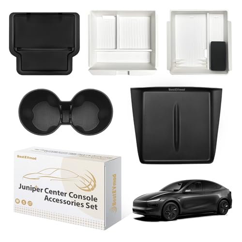 BestEvMod 5PCS Console Organizer for 2025 2026 Tesla Model Y Juniper(White) - size: Juniper |5PCS White