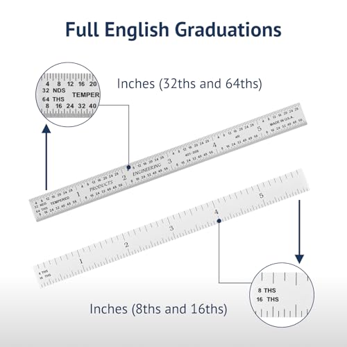 PEC Tools 6" Metal Ruler, Flexible, 4R Graduation, High Accuracy - color: Stainless Steel-Flexible, size: 6"