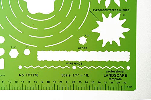 ALVIN, TD1178, Landscape Design Template, Drawing and Drafting Tool for Artists, Architects, Design and Drafting, 7 x 8.25 x .030 Inches - style: Landscape Template