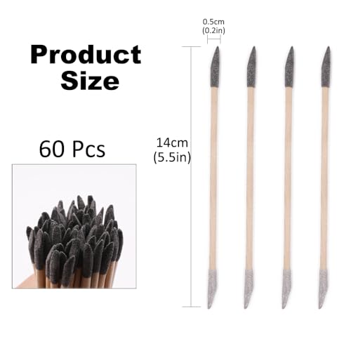 60 Pcs Sanding Sticks, Double End Matchsticks Sanding Twigs, Fine Detailing Sanding Tools for Tight Spaces Plastic Models Wood, 120/280 Grit, 5.5 x 0.2 Inch